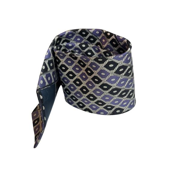 Unbranded Mens Necktie Silk Geometric Purple Black Silver Tie Classic Adjustable - Picture 4 of 5